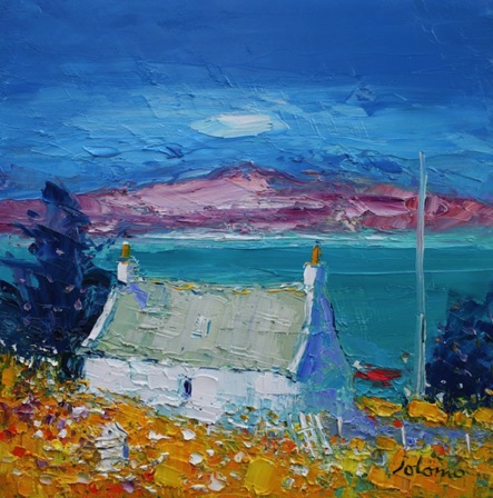 Beehive and croft on the Sound of Iona 
12x12
SOLD